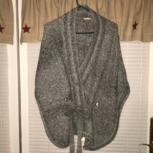 Marled Gray Tie-Front Sweater